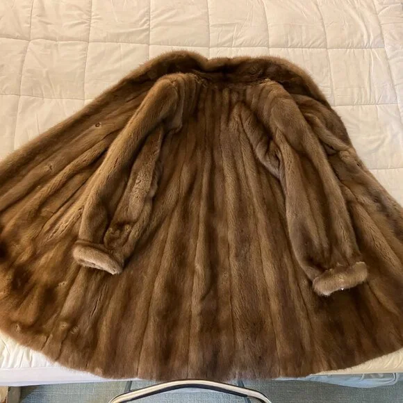 Vintage Lunamarine Real Mink Fur 3/4 Length Coat, Brown, Arista Furs - Picture 8 of 10